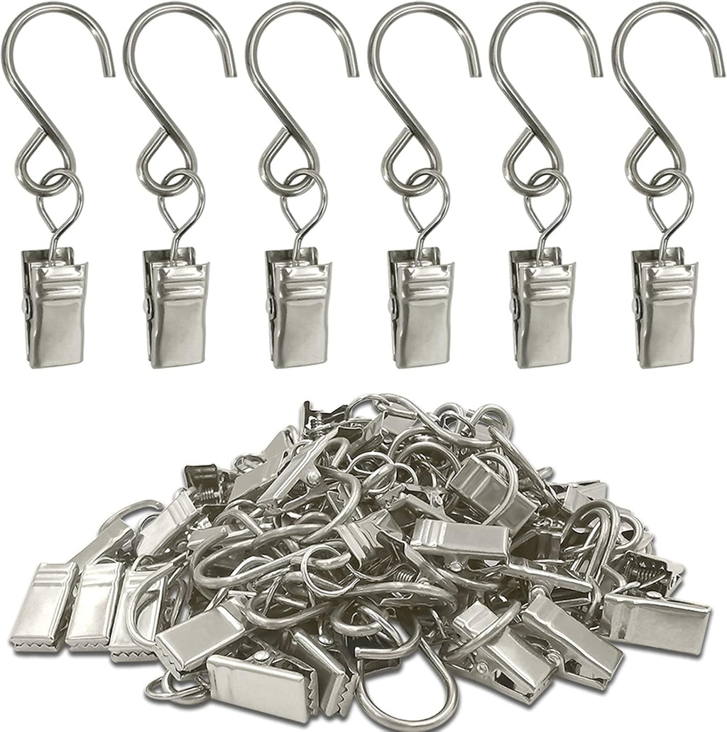 Skiennix Stainless Steel S Hooks - 50 Pack Hanging Clips for Party Lights & Art Display | 2.4 Inch, Silver