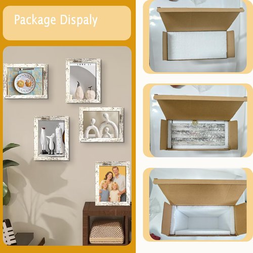 BESCRCL 8x10 Picture Frame Set of 6 High Definition Glass, Photo Frame for Wall or Tabletop, Engineered Wood, Distressed White