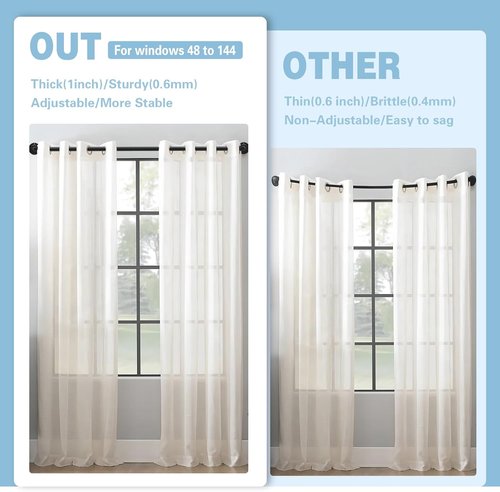 Byondeth Adjustable Curtain Rods | Blackout Wrap Around Design | 16 to 45 Inches, Black Finish