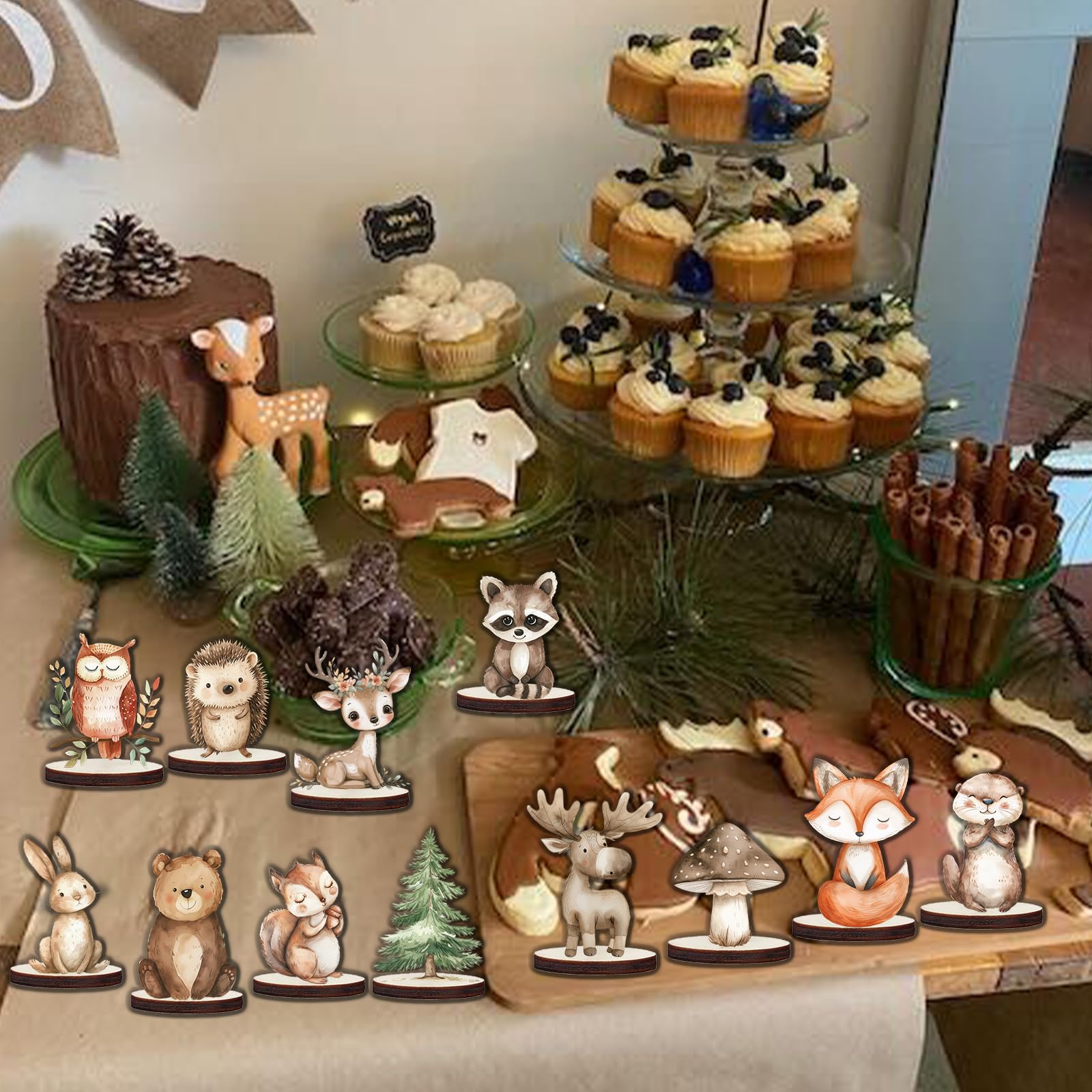 Woodland Baby Shower Decorations 12Pcs Woodland Centerpieces for Table Decorations