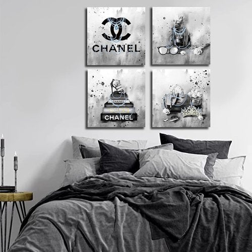 Meetdeceny Bedroom Wall Decor - Black & White Handbag Art for Teen Girls | Stylish Canvas Prints - 20"x20" (4 Pieces)