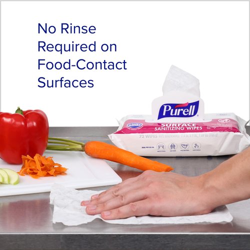 PURELL Foodservice Surface Sanitizing Wipes, 72 Count Flowpack, 7.4" x 9" Wipes (Pack of 12) – 9371-12