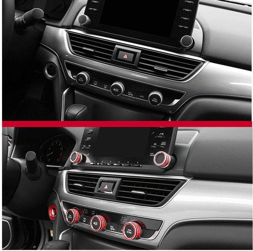 TLIFORT Centre Console Air Conditioning Switch Knob Sound Volume Button Ring for 10th Gen Honda Accord Sedan Sport EX EX-L LX 2018 2019 2020 2021 2022, Aluminum Red, 5pcs