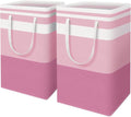 HomeHacks Large Waterproof Laundry Baskets - Collapsible Hampers with Reinforced Handles | Pink, 88L Each