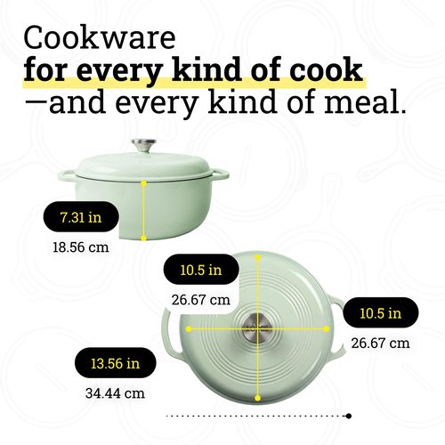 Lodge Essential Enamel Cast Iron Dutch Oven - Perfect for Bread Baking, Braising, Marinating & Slow Cooking - Features Moisture-Sealing Lid & Dual Handles - Kitchen Essentials - 6 Quarts - Desert Sage