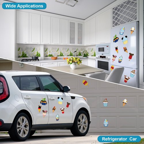 Qweryboo 12Pcs Mouse Cruise Door Magnets Stickers Fridge Refrigerator,Cute Ice Cream Magnet Car Door Fridge Magnet Sticker Whiteboards for Holiday Kitchen Locker Favors