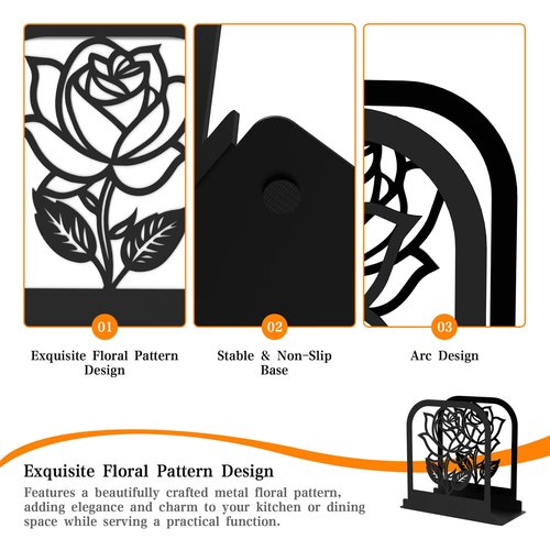 Unique Standing Napkin Holder,Gorgeous Rose Napkin Holders for Paper Napkins,Napkin Holder User-Friendly with Non-Slip Mat,Smooth Edge,Be Used for Dining Table,Shop,Countertop