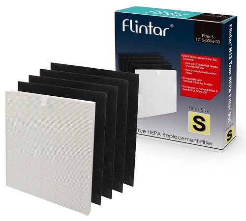 Flintar C545 Replacement Filter S, Made in TAIWAN, Compatible with Winix C545 Air Purifier, Compares to Winix S Filter 1712-0096-00, H13 Grade Air Filter + (4) Activated Carbon Filters