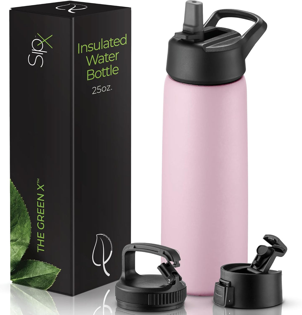 SIPX™ Insulated Water Bottle - 25 oz Leakproof Stainless Steel | Keeps Drinks Cold for 24 Hours & Hot for 12 Hours - Light Pink
