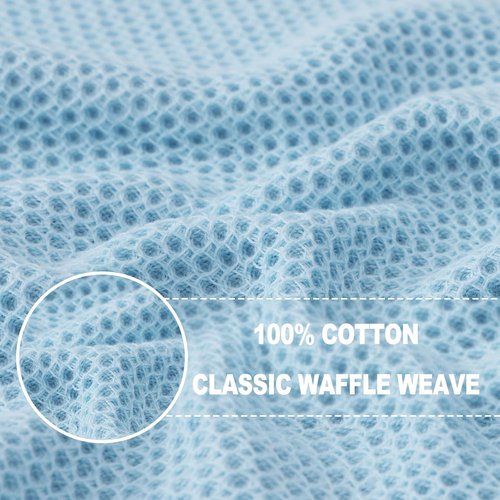 Homaxy Kitchen Dish Cloths - 100% Cotton Waffle Weave, Ultra Soft & Absorbent, 12x12 Inches, 6-Pack, Sky Blue