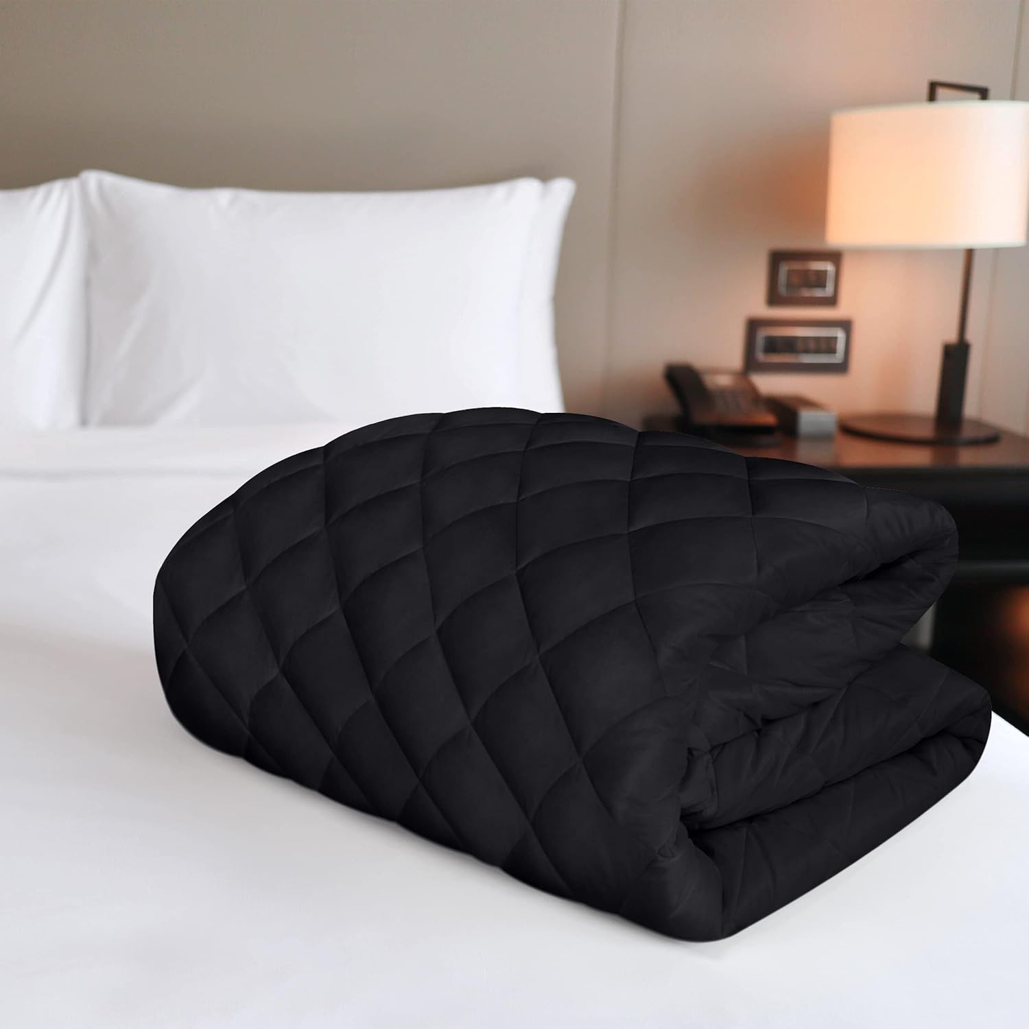 Utopia Bedding Quilted Fitted Mattress Pad - Twin Size Deep Pocket Protector | Machine Washable (Black)