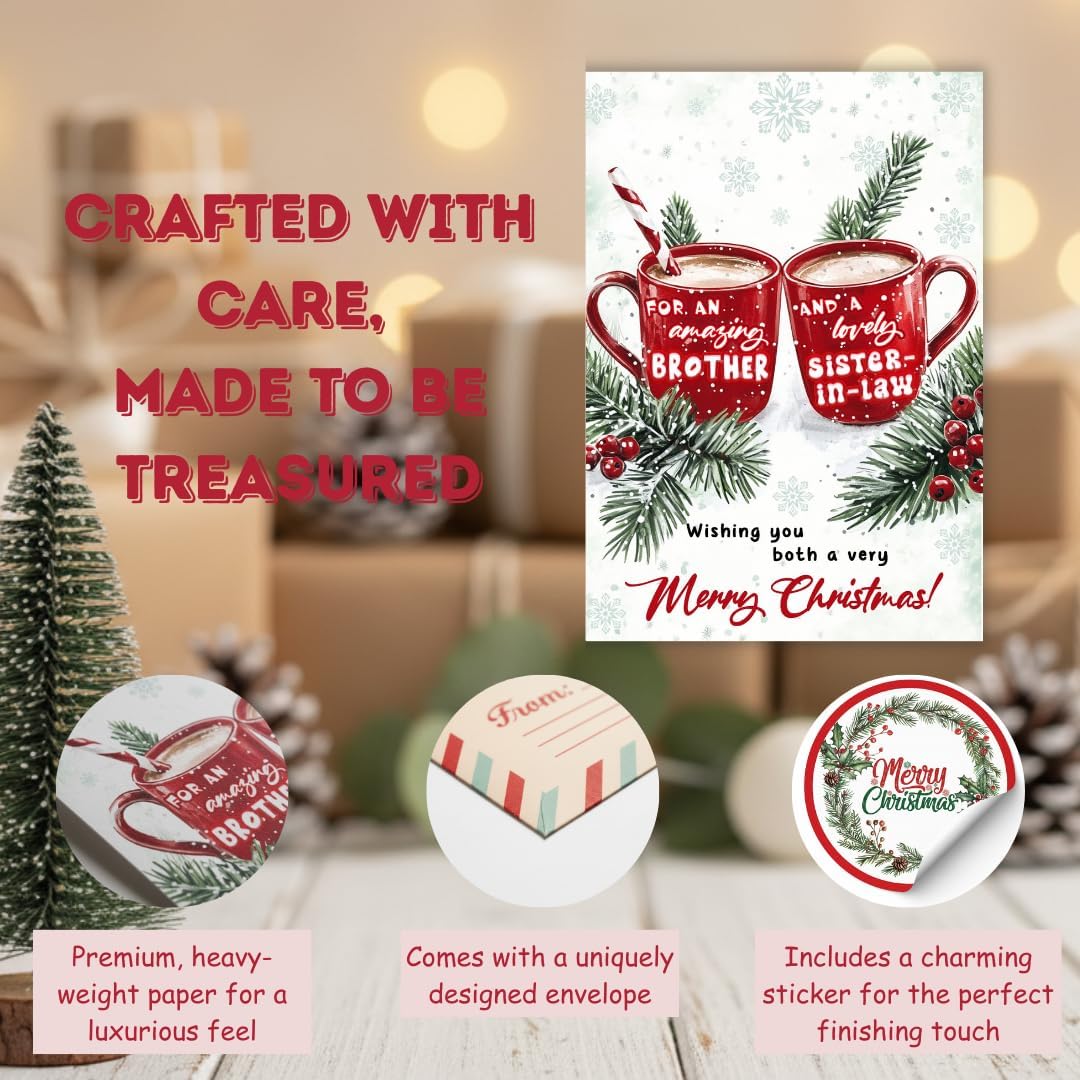 Regine Switzerland Christmas Card - Thoughtful Holiday Greeting for Brother & Sister-in-Law | Festive Design with Envelope