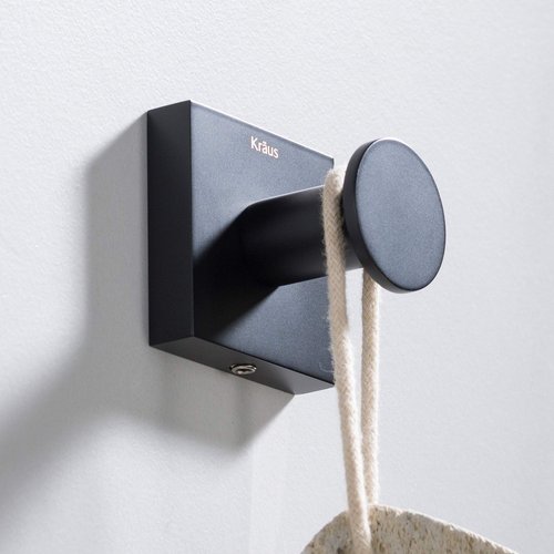 Kraus Ventus Bathroom Robe and Towel Hook, Matte Black Finish, KEA-17701MB