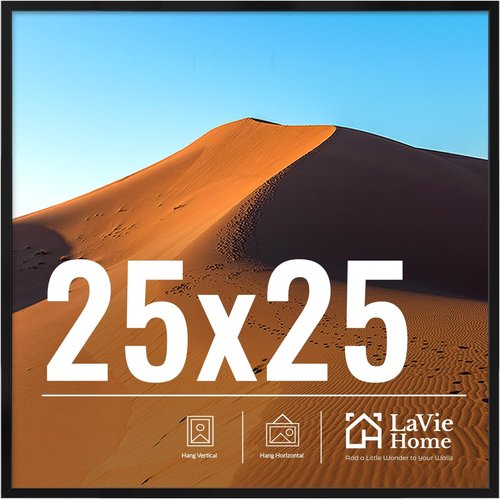 LaVie Home 25x25 Black Picture Frame - HD Plexiglass for Wall Display | Classic Collection