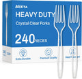 Regine Switzerland Extra Heavy Duty Clear Plastic Forks - 240 Count, BPA-Free & Heat Resistant Utensils for Events