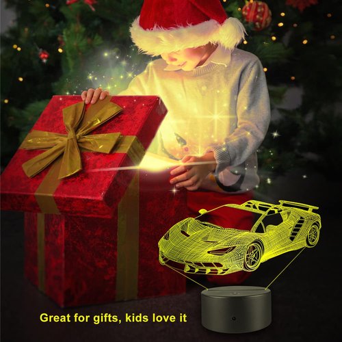 FlyonSea Race Car Gifts,Car Lamp Party Supplies 7 Color Changing Nightlight with Touch and Remote Control（Timer,Cars Light Birthday Christmas Gift