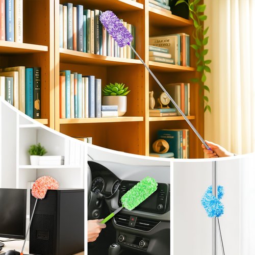 MAVRIZ 12 pcs Microfiber Extendable Duster, Washable & Reusable Duster for Cleaning Small Dusters for Blinds, Electronics, and Furniture