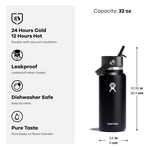 Hydro Flask 32 Oz Wide Flex Straw Cap Stone