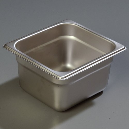 Carlisle FoodService Products DuraPan Food Pan, 1/6 Size Stainless Steel Container for Storing and Serving Food in Commercial Kitchen, 1.6 Qt, 6 Count