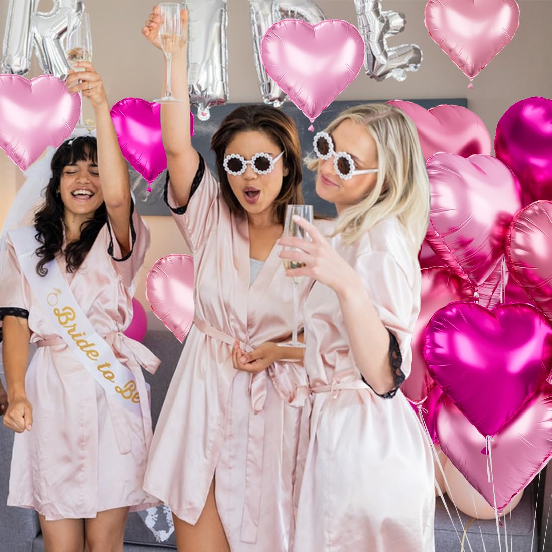 Pink Heart Balloons, 12 Pcs Hot Pink Foil Heart Shaped Balloons, 18 Inch Light Pink Mixed Heart Balloon Light Candy Color Helium Love Balloon for Valentines Day Wedding Engagement Party Decorations