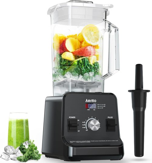 Aeitto Professional Countertop Blender - 1500-Watt Smoothie Maker with 68 Oz Capacity | Ice Crush & Frozen Drinks, Black