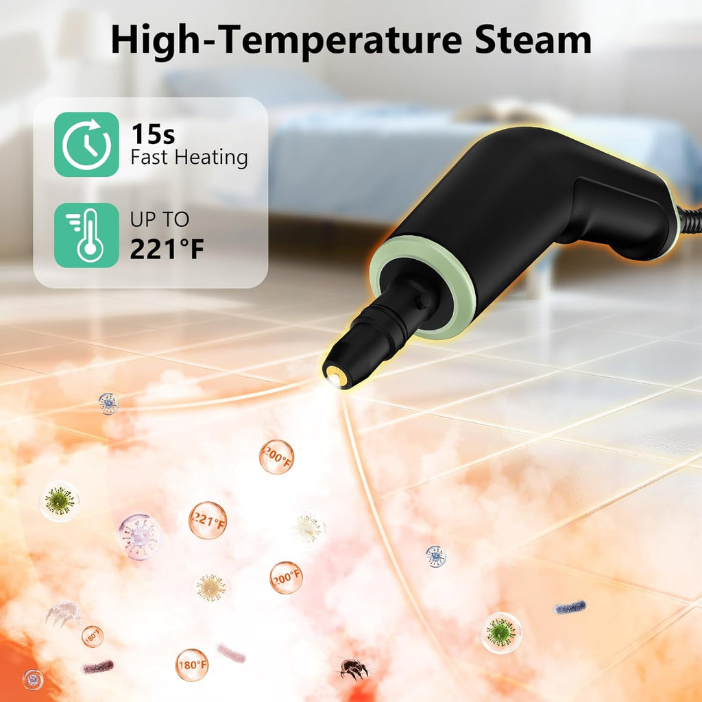 Skiennix Portable Steam Cleaner - 16-Piece Accessory Set | 6-Level Adjustable Heat, Fast 15s Heat-Up