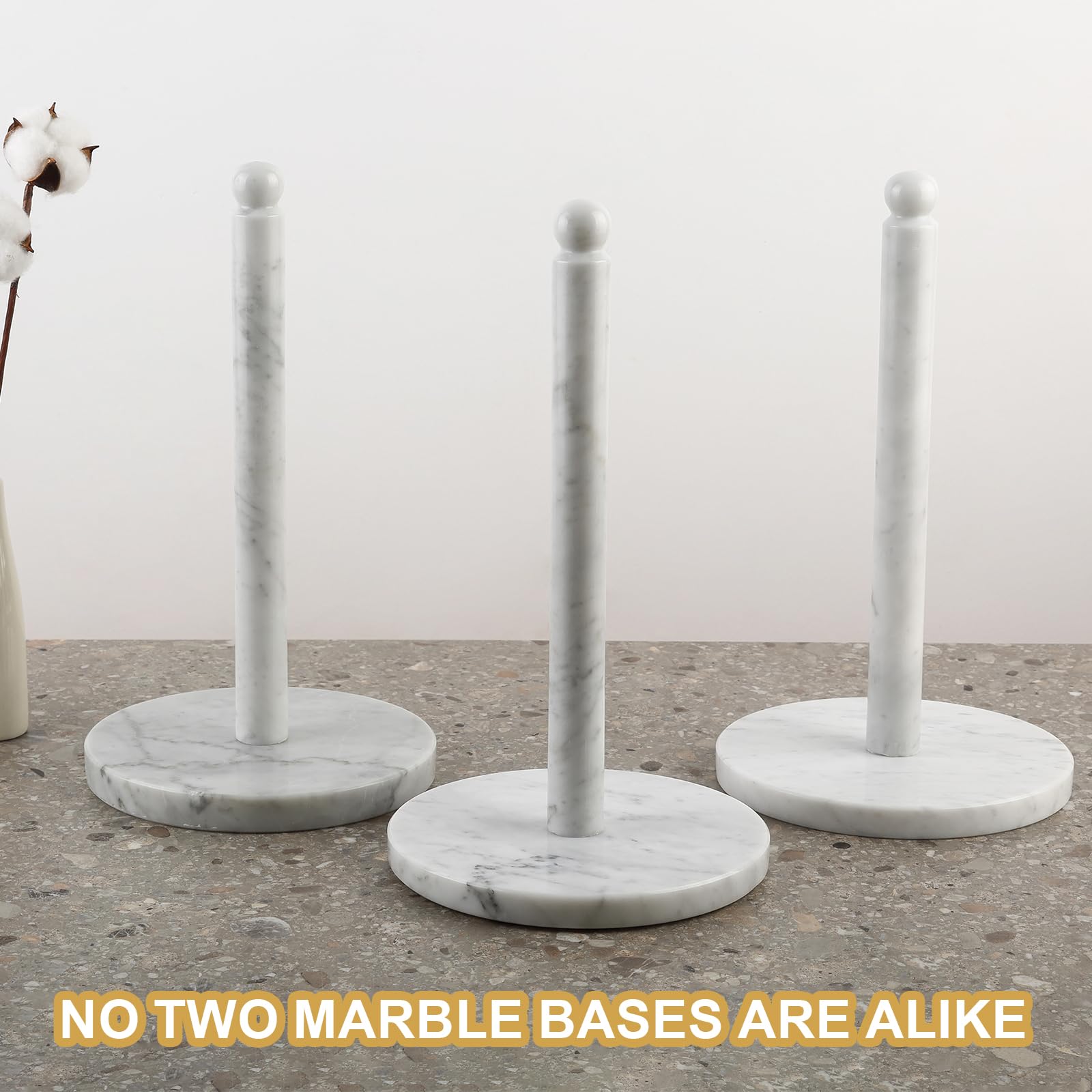 Koville Italian Marble Paper Towel Holder Countertop, Carrara Stone Paper Towel Holder Stand for Kitchen Storage, for Standard or Jumbo-Sized Rolls(Bianco Carrara)