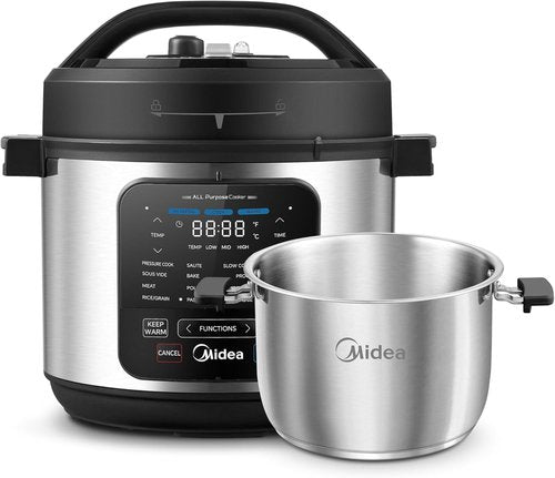 Midea 10-in-1 Electric Pressure Cooker - Versatile Slow Cooker, Steamer & Sous Vide | 6 Quart Stainless Steel Pot