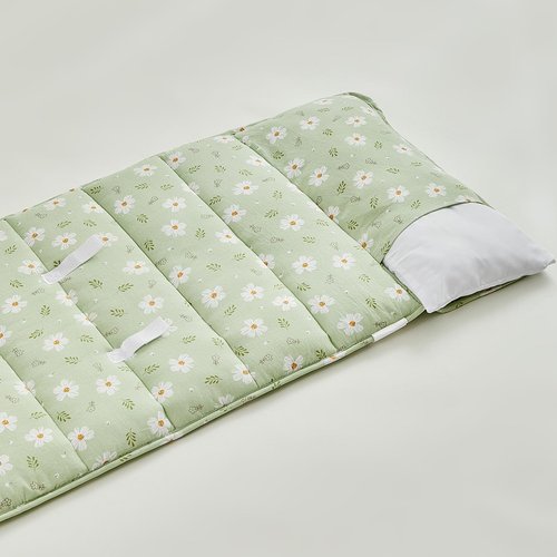 Toddler Nap Mat with Pillow and Blanket,Soft Slumber Bags for Girls,Kids Sleeping Bags with Roll Up Design,Green Floral Nap Mats for Preschool,Daycare,Kindergarten,Fits Ages 3-6 Years Old-Green