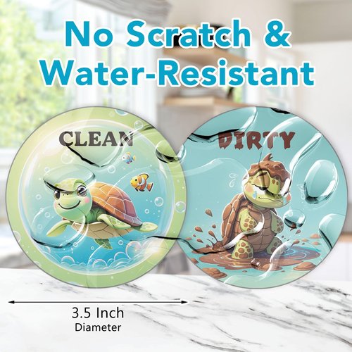 Funny Dishwasher Magnet Clean Dirty Sign,Double-Sided Reversible Clean/Dirty Sign for Stainless Steel Dishwashers,Refrigerator,Laundry Room,Kitchen,Sea Turtle Magnetic Home and Kitchen Gadgets