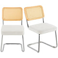 VEVOR Rattan Chairs Set of 2, Mid Century Modern Dining Chair, Upholstered Velvet Accent Chair with Rattan Back, Retro Dining Room Kitchen Chair for Living Room, Bedroom (18.1 Inch)