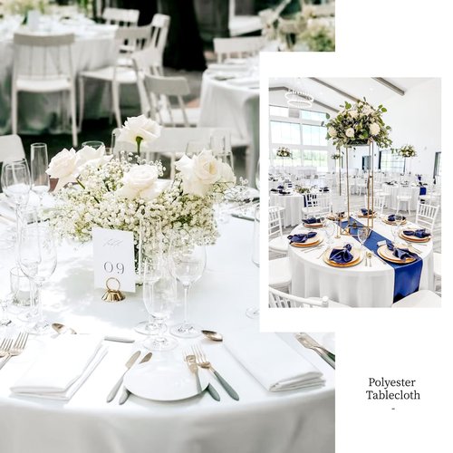 6 Pack White Round Tablecloth 120 Inch, White Tablecloths Waterproof Polyester Table Cloth for Round Tables, Stain and Wrinkle Resistant Washable Fabric Table Cover for Party Dining Wedding Banquet