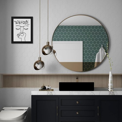 Bakbrand Bathroom Wall Art - Black and White Framed Canvas Print | Minimalist Humorous Decor (8" x 10")