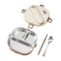 Ausenzup Stainless Steel Bento Box, 800ml Leakproof Lunch Box, Easy To Open And Close, Food Storage Container For Outings, Picnics, And Travels (3 Compartments)