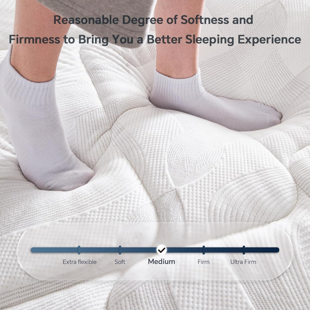 Skiennix Queen Size Mattress - 12 Inch Hybrid Design with Pocket Springs | Ergonomic Medium Firm Support