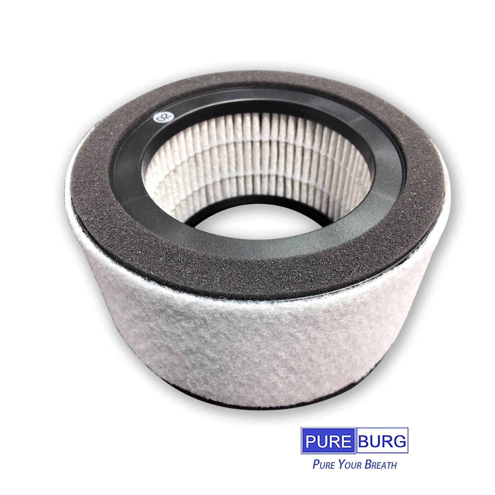 PUREBURG HS-1944 Replacement Filter Set Compatible with Crane EE-5067 Air Purifier,2-Pack H13 HEPA Activated Carbon 2-IN-1 4-Stage Filtration Pre-Filter (Washable)