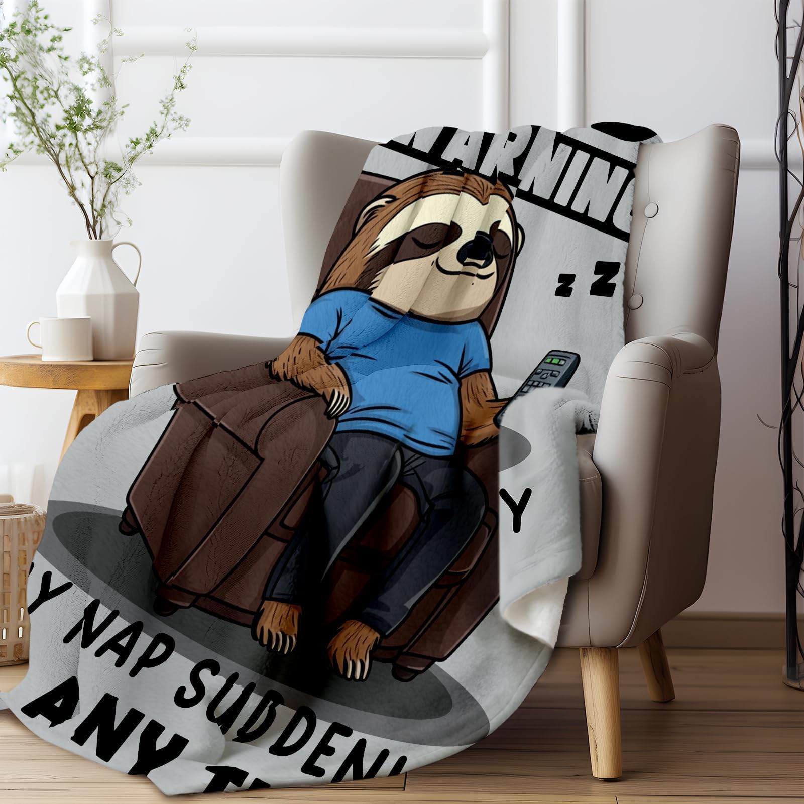 Grandpa Gifts, Fathers Day Birthday Gifts for Grandpa from Grandkids, 60"×50" Funny Flannel Blanket Gift for Granfather Birthday Valentines Fathers Day Christmas - Warning May Nap Suddenly at Any Time