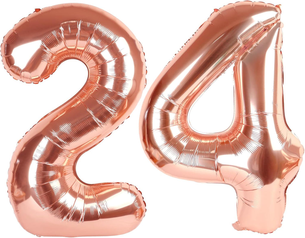 Number Balloon 40 Inch - Rose Gold 24th Birthday Decorations | Perfect for Weddings & Anniversaries