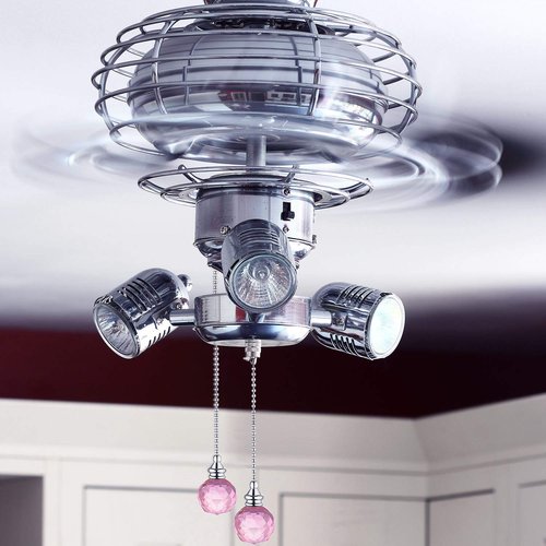JOVITEC 2 Pieces Spherical Crystal Pull Chain Extension with Connector for Ceiling Light Fan Chain, 1 Meter Long Each Chain (Pink)