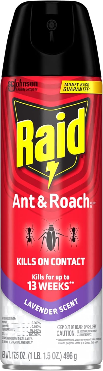 Raid Ant & Roach Killer Spray - Long-Lasting Lavender Scent, 17.5 oz (Pack of 2)