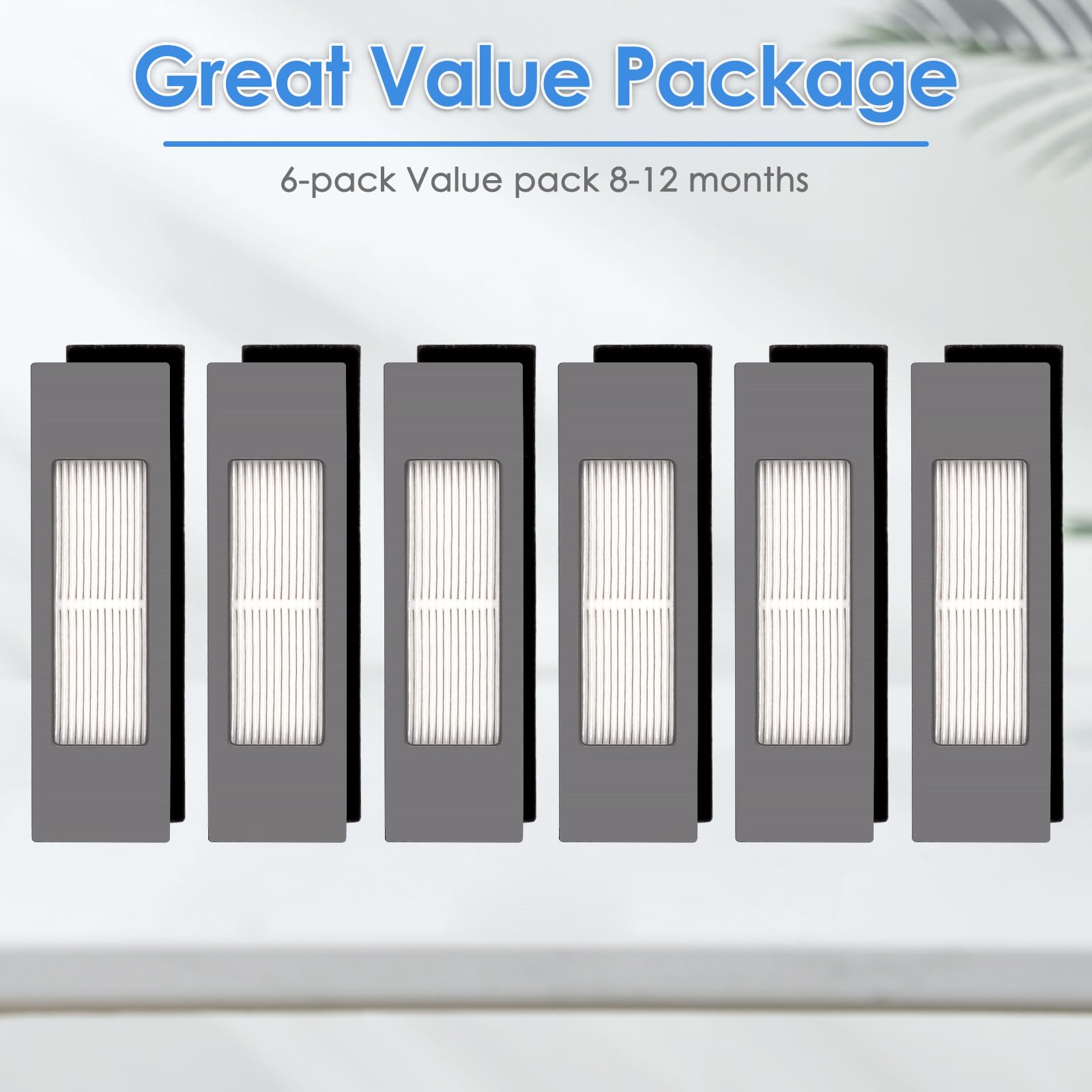 (6 Pieces) T8 HEPA Filter For Robot Vacuum ECOVACS DEEBOT OZMO N10 N10 Plus 920 950 T8 AIVI Max T9 T5 N5 N7 N8+ N8 Pro Plus DX55 DX93 DJ65, Robot Vacuum Cleaner Filter Accessories