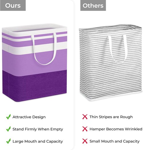 HomeHacks Large Waterproof Laundry Baskets - Collapsible Hampers with Reinforced Handles | Purple, 100L Each