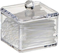 Skiennix Stackable Square Acrylic Cotton Ball Holder - Stylish Q-Tip Dispenser for Bathroom | Single Pack