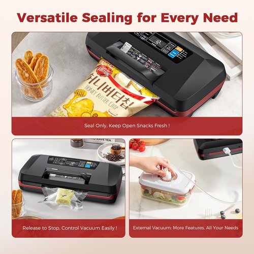 95kPa Food Vacuum Sealer Machine - 230W Automatic Sous Vide Sealer with 10 Preset Modes & Built-in Cutter