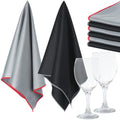 VitalCozy 6 Pcs Wine Glass Polishing Cloths Large Microfiber Cleaning Cloths 25 x 20 Inch Lintless Towels for Drying Wine Glasses Cleaning Window Stemware Dishes Glassware (Black, Gray)