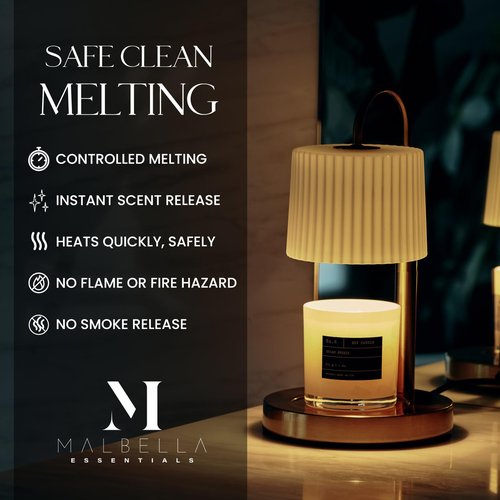 Dimmable Glass Candle Warmer Lamp with Timer - Adjustable Height Candle Lamp Warmer with Timer (8H/4H/2H) - Wax Melter - Ideal Gift, fits Various Size Scented Candles - 02 Bulb - (Brushed Nickel)