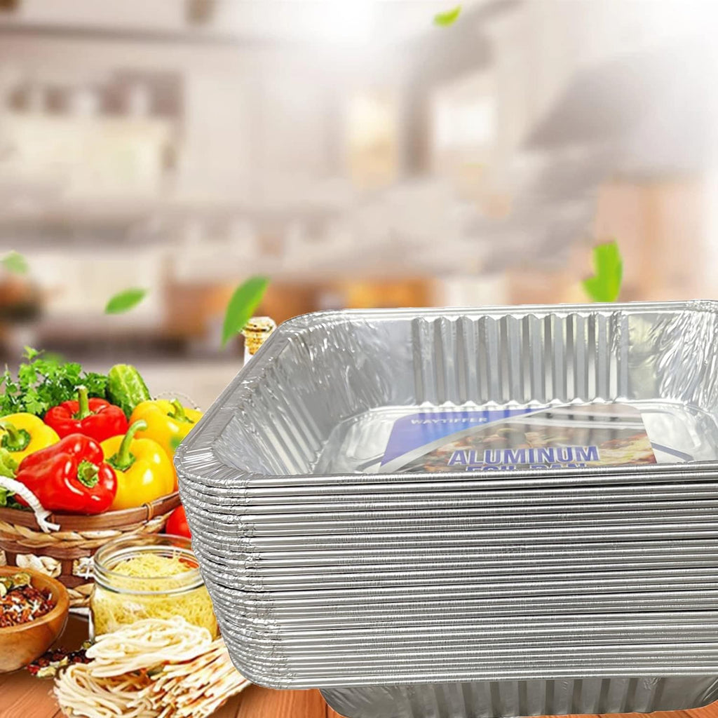 Waytiffer Aluminum Pans - 9x13 Disposable Foil Pans (10 Pack) | Extra Thick Deep Steam Table Pans for Baking & Roasting