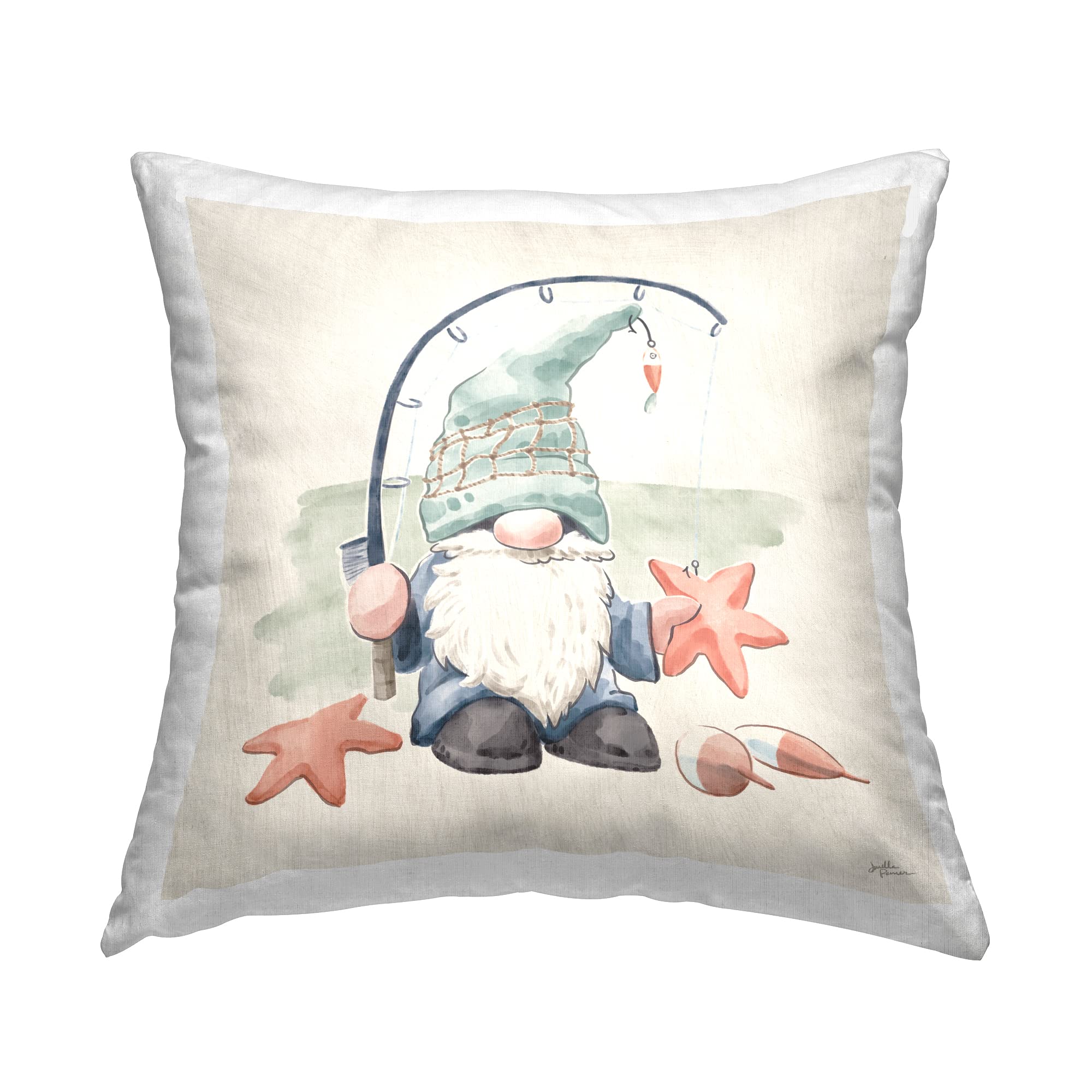Stupell Industries Summer Beach Fishing Gnome Holding Starfish Design by Janelle Penner
