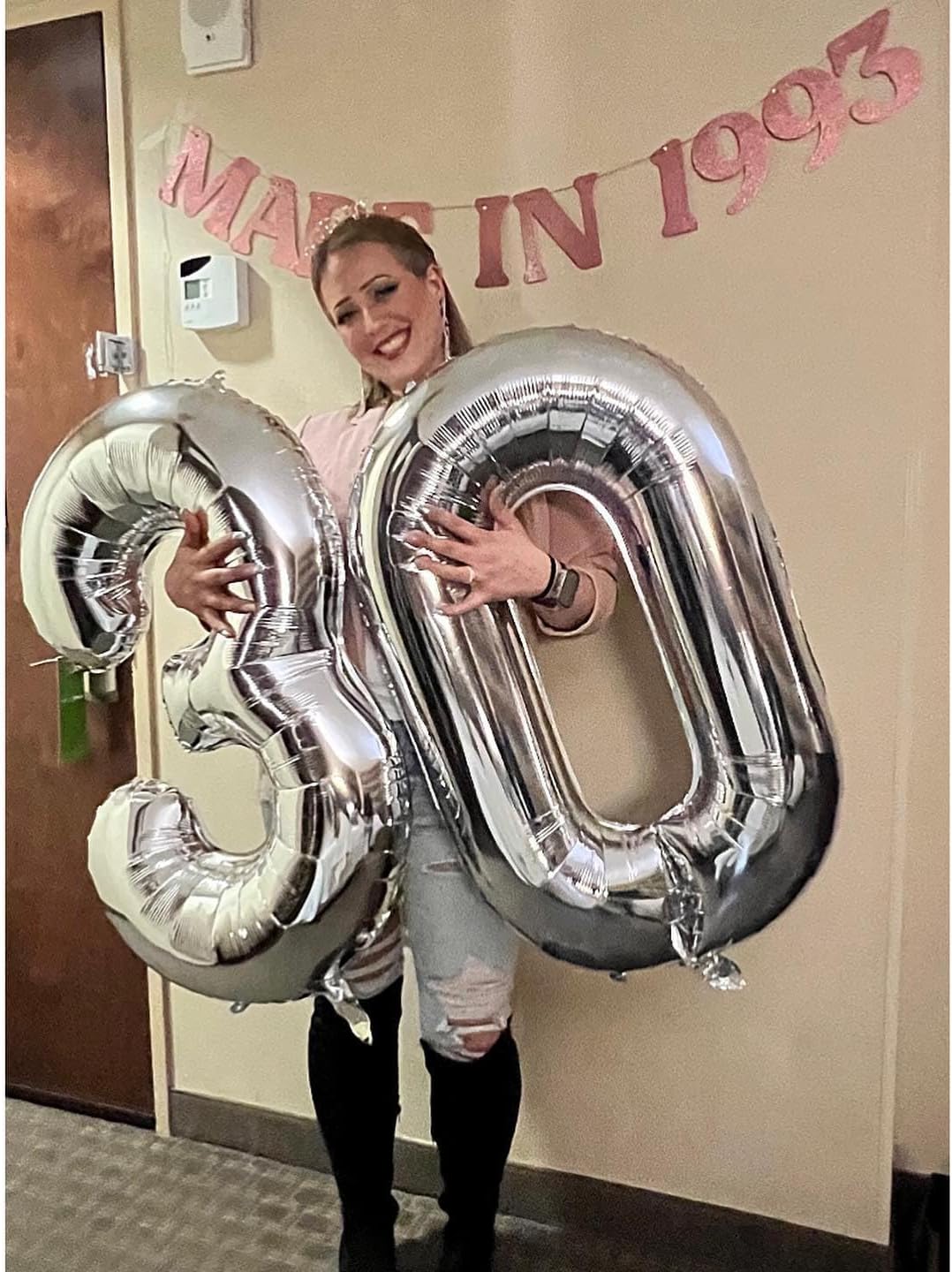 Silver Number 30 Balloon - 40 Inch 30th Birthday Decorations for Kids & Adults | Elegant Party Supplies