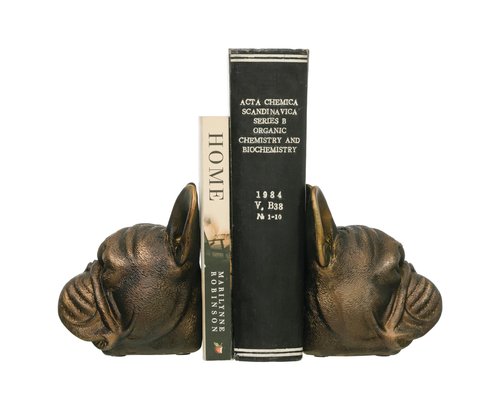 Creative Co-Op Decorative Antique Resin Dog Head Bookends, Bronze, Set of 2